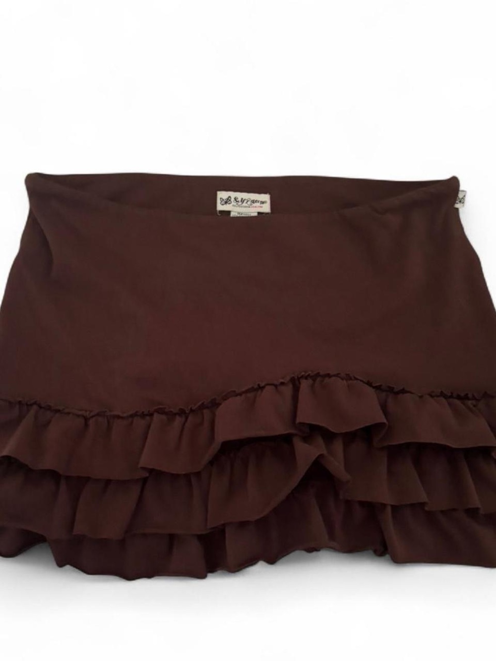 Self Esteem Chocolate Brown Ruffled Mini Skirt